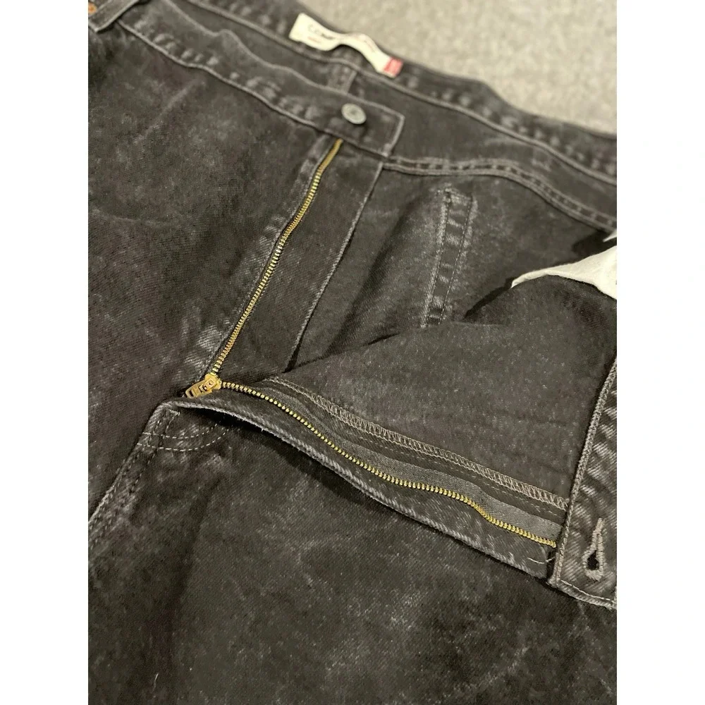 Levi's Vintage 50x29 Relaxed Loose Fit Men's Jeans, Black Denim Pants Distress